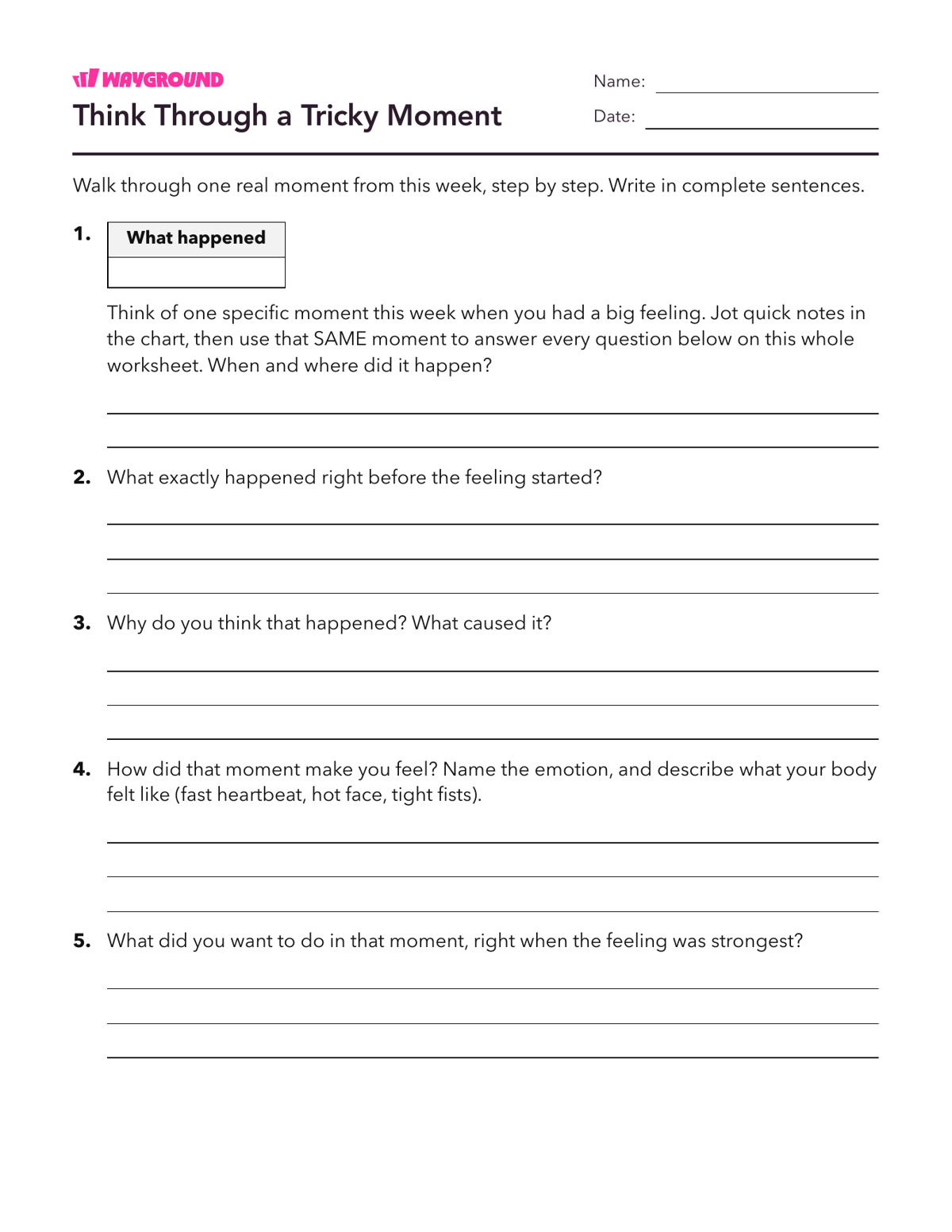 Think Through a Tricky Moment - Printable Social-emotional-learning Worksheets Class 4 - Wayground