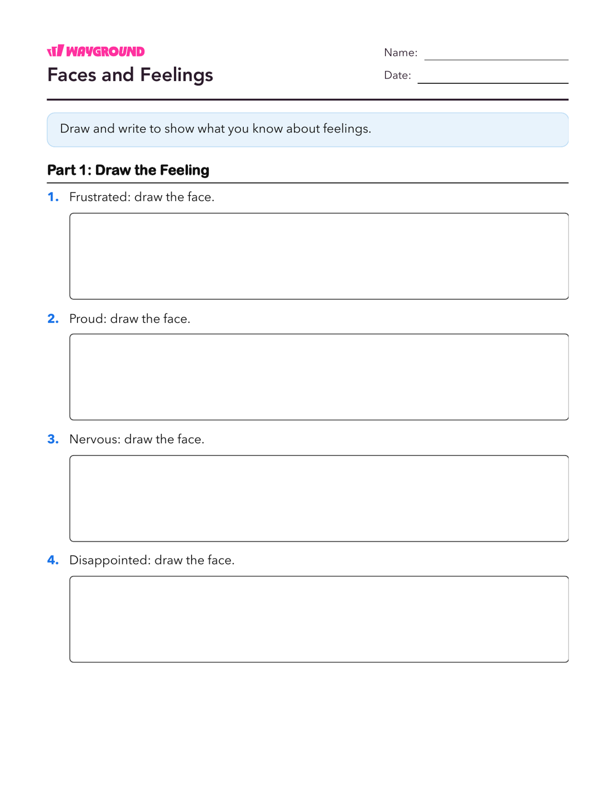 Faces and Feelings - Printable Social-emotional-learning Worksheets Class 4 - Wayground