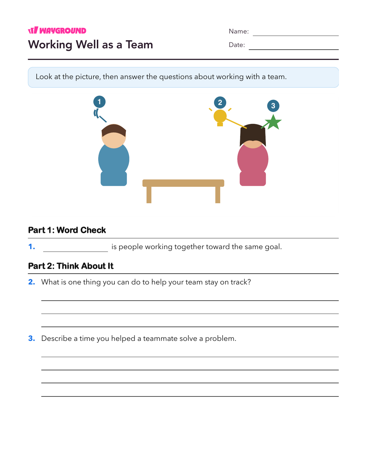 Working Well as a Team - Printable Social-emotional-learning Worksheets - Wayground