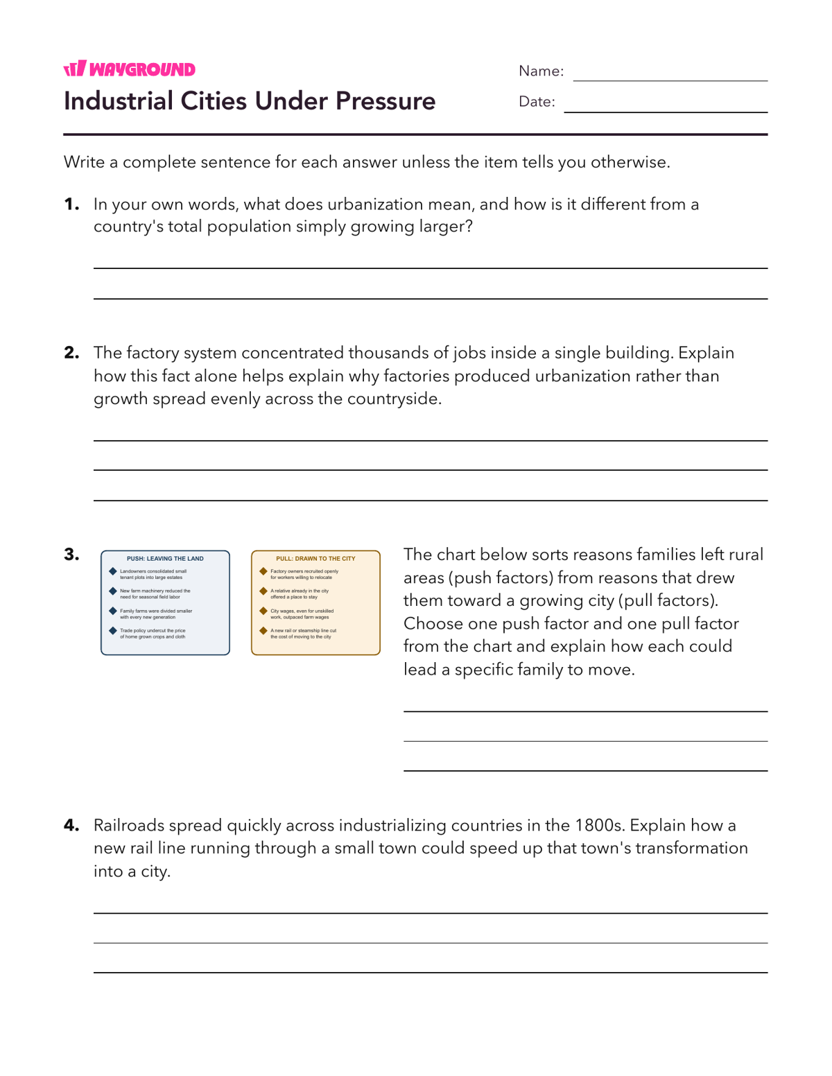 Industrial Cities Under Pressure - Printable The-industrial-revolution Worksheets Class 9 - Wayground