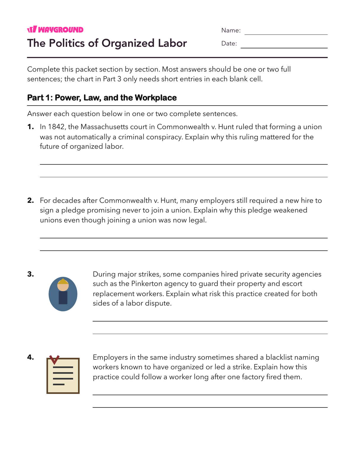 The Politics of Organized Labor - Printable The-industrial-revolution Worksheets Class 9 - Wayground
