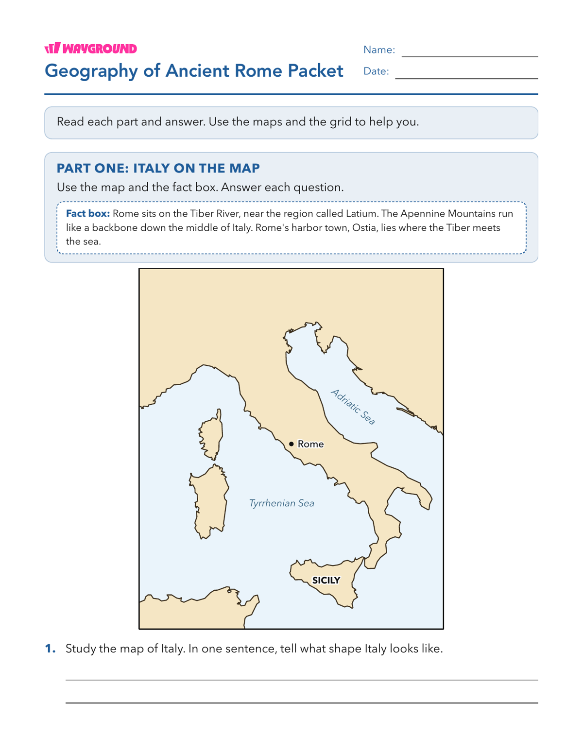 Geography of Ancient Rome Packet - Dapat dicetak Republik-romawi Lembar-kerja Kelas 6 - Wayground