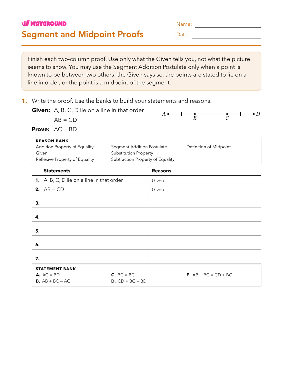 Segment and Midpoint Proofs - Dapat dicetak Bukti-dua-kolom Lembar-kerja Kelas 10 - Wayground
