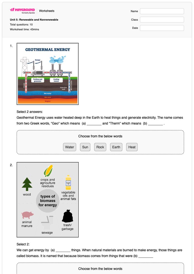 Unit 5: Renewable and Nonrenewable - พิมพ์ได้ Forming-ions เวิร์กชีท ระดับ 6 - Wayground