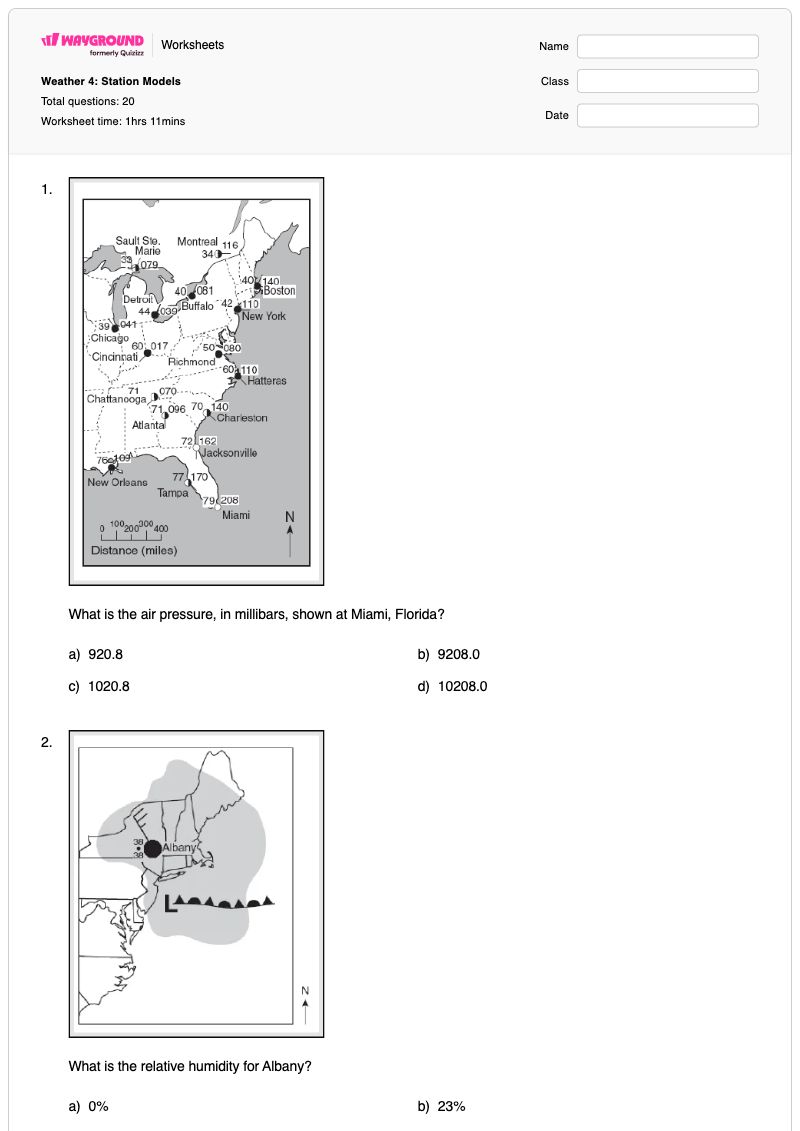 Weather 4: Station Models - พิมพ์ได้ History-of-atomic-models เวิร์กชีท ระดับ 8 - Wayground